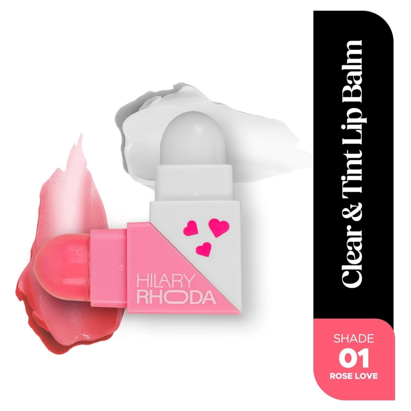 Hilary Rhoda Clear & Tint Lip Balm | Infused with Aloe Vera & Shea Butter | Hydrates & Nourishes Lips | 2 Sided Lip Balm | Glides on lips Smoothly - 2.27g*2 (Rose Love - Shade 01) - Thumbnail 2